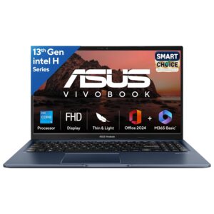ASUS Vivobook 15, Smartchoice,Intel Core i5 13th Gen 13420H,16GB RAM, 512GB SSD, FHD 15.6",Windows 11, Office Home 2024, Quiet Blue, 1.70 kg, X1502VA-BQ836WS,Intel UHD iGPU, M365 Basic (1Year)* Laptop